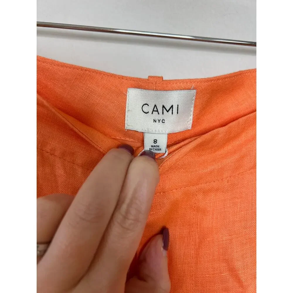 NWT Cami NYC Linen High Waisted Rabia Tailored Short Orange Women's Size: 8 - Picture 6 of 8